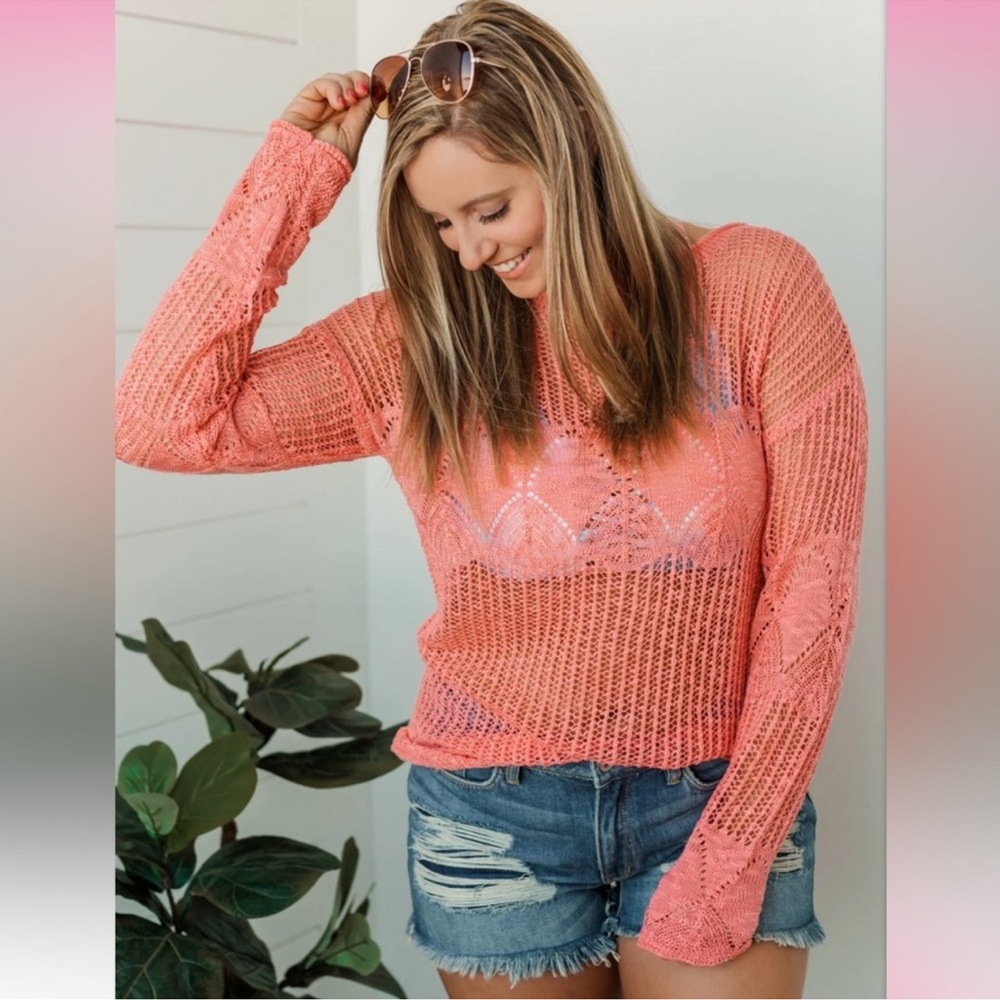 Open knit coverup sweater S/M